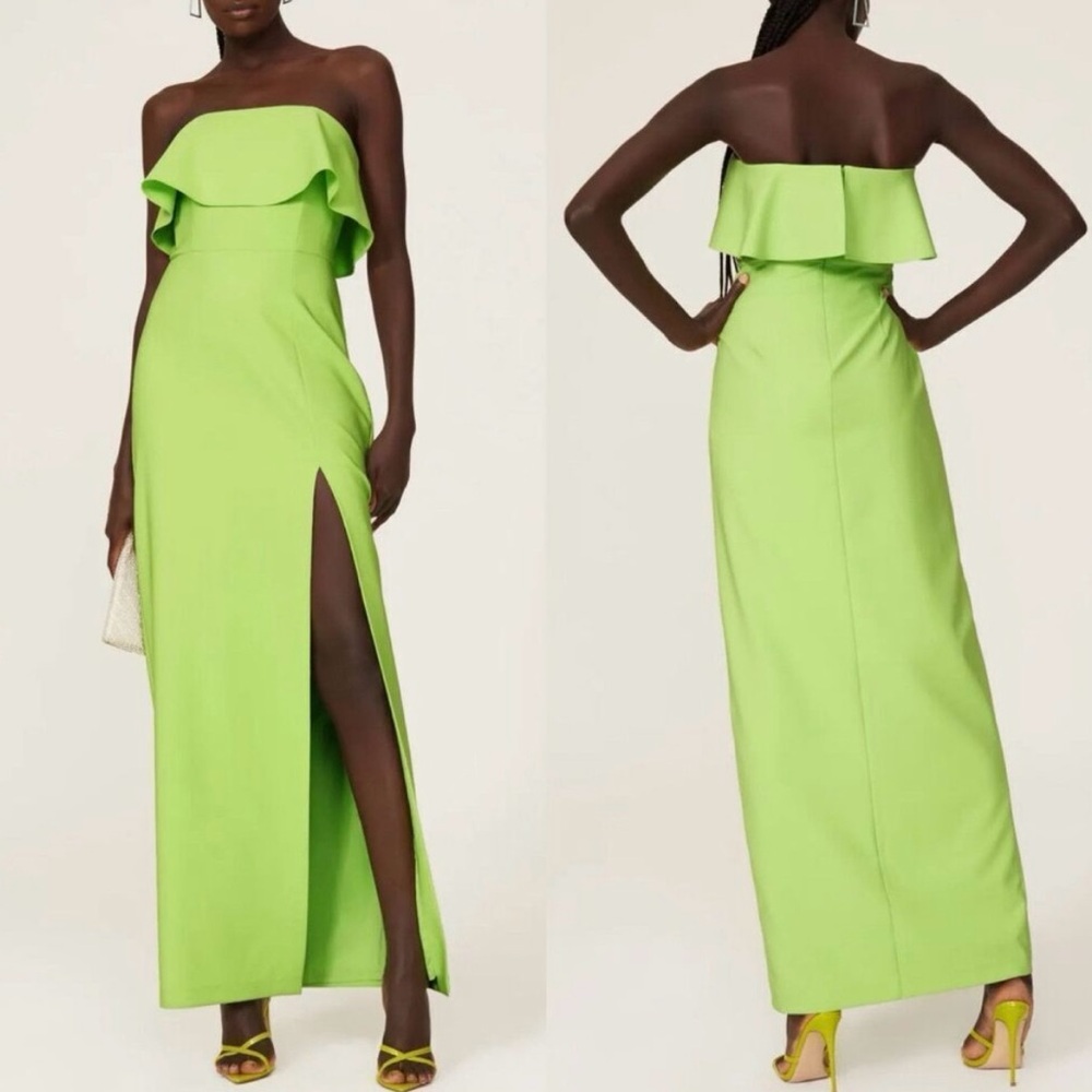 Strapless Ruffle Green Dress